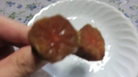 一週間吊るした干し柿の断面。