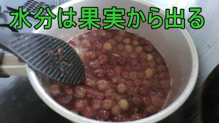 ジャムを作る時は水を足さない。加熱すると果実から水分が出るから。