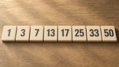 Numbered boards 1, 3, 7, 13, 17, 25, 33,